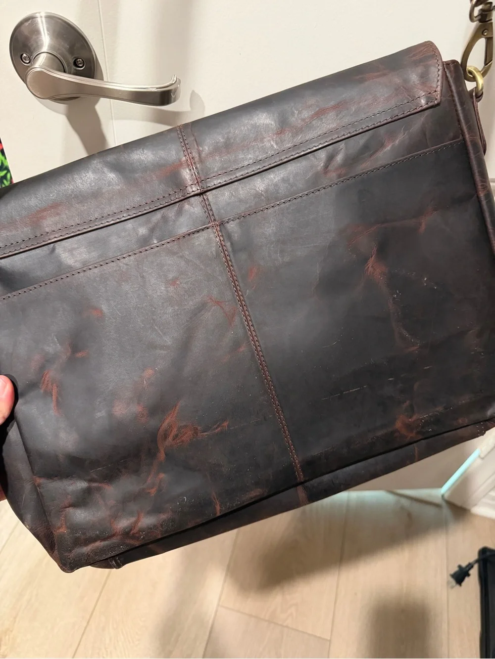 Classic Dark Brown Leather Messenger Bag